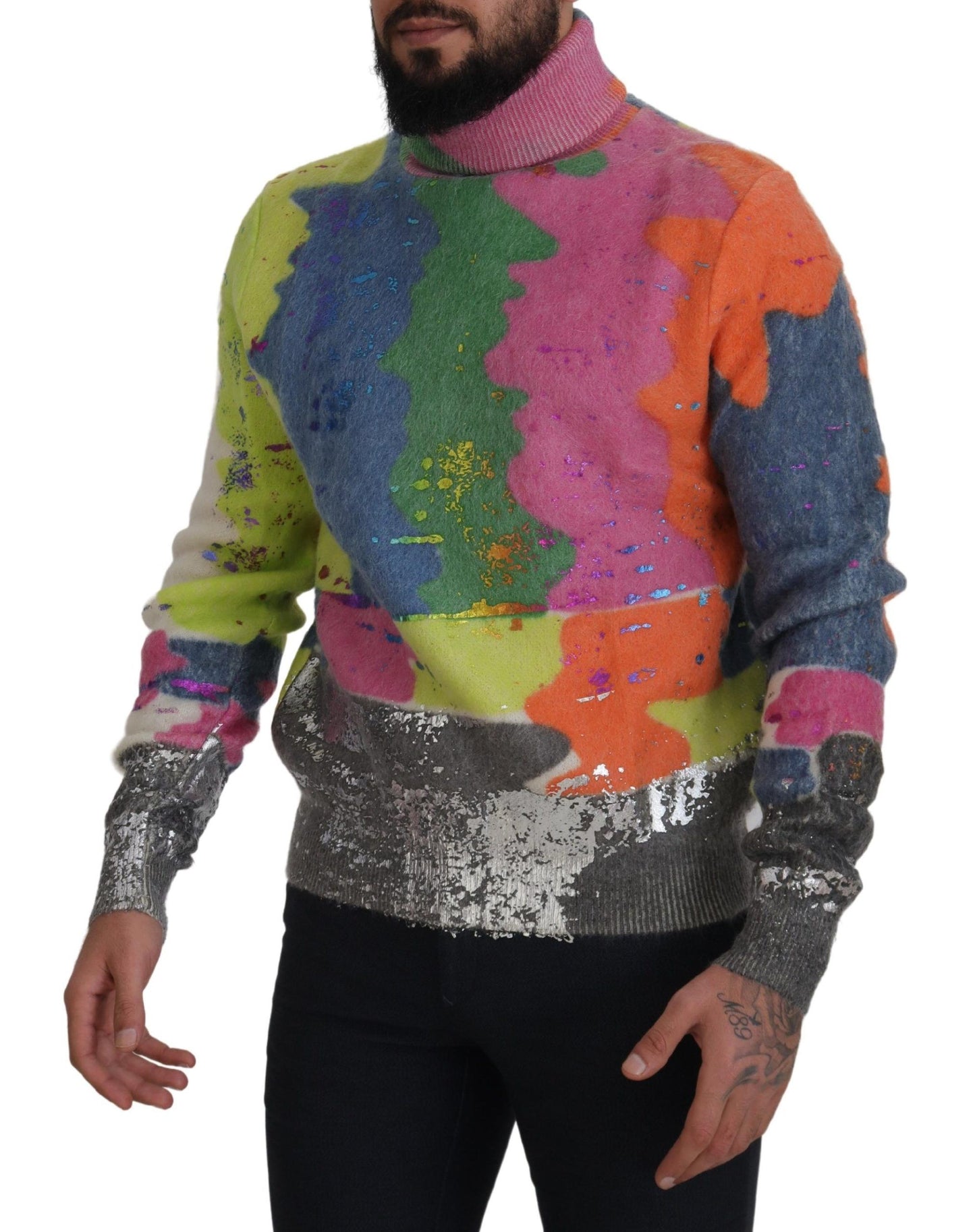 Dolce & Gabbana Mehrfarbiger Rollkragenpullover aus Mohair