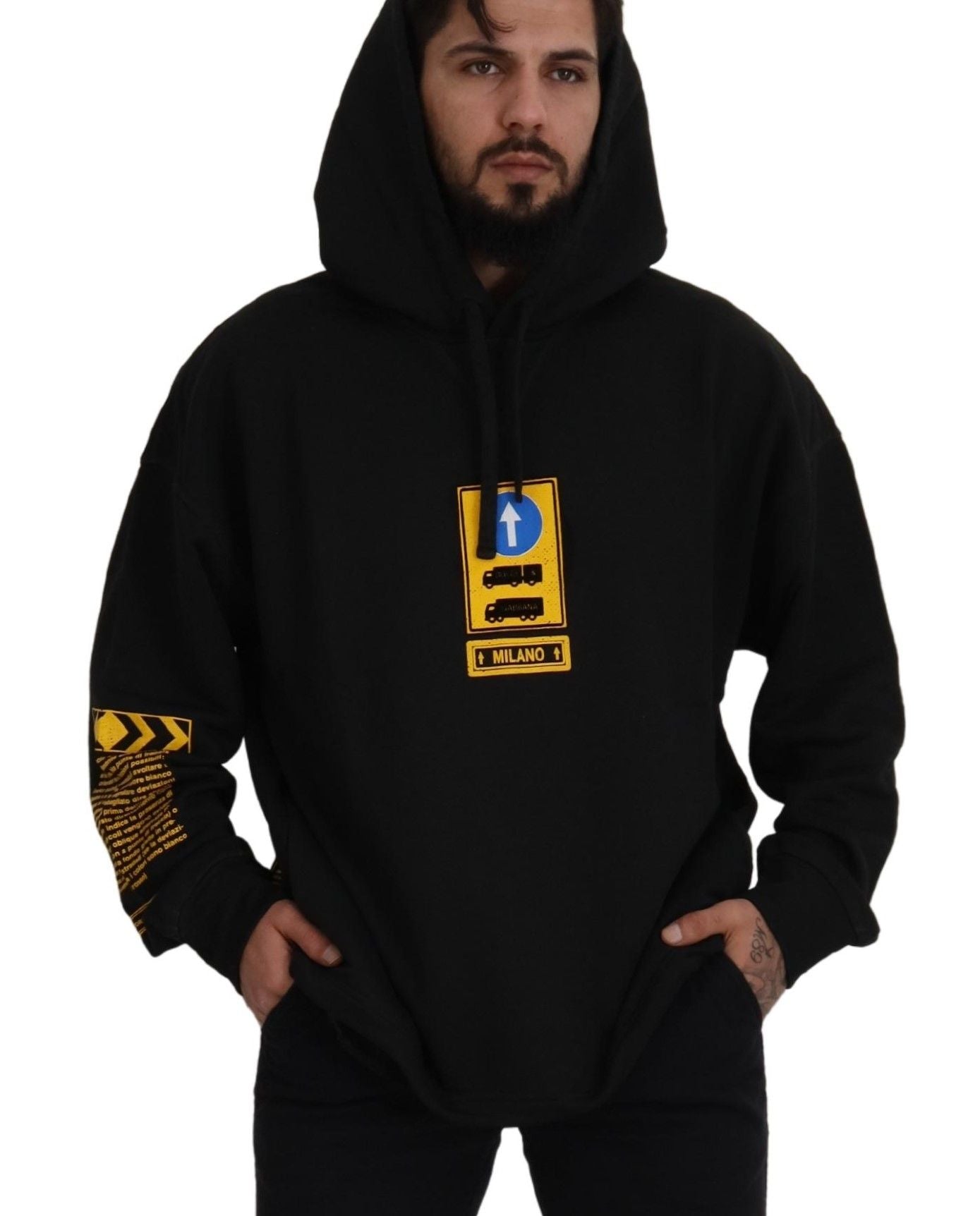 Dolce & Gabbana – Schwarzer DG Shield-Pullover mit Kapuze aus Baumwolle