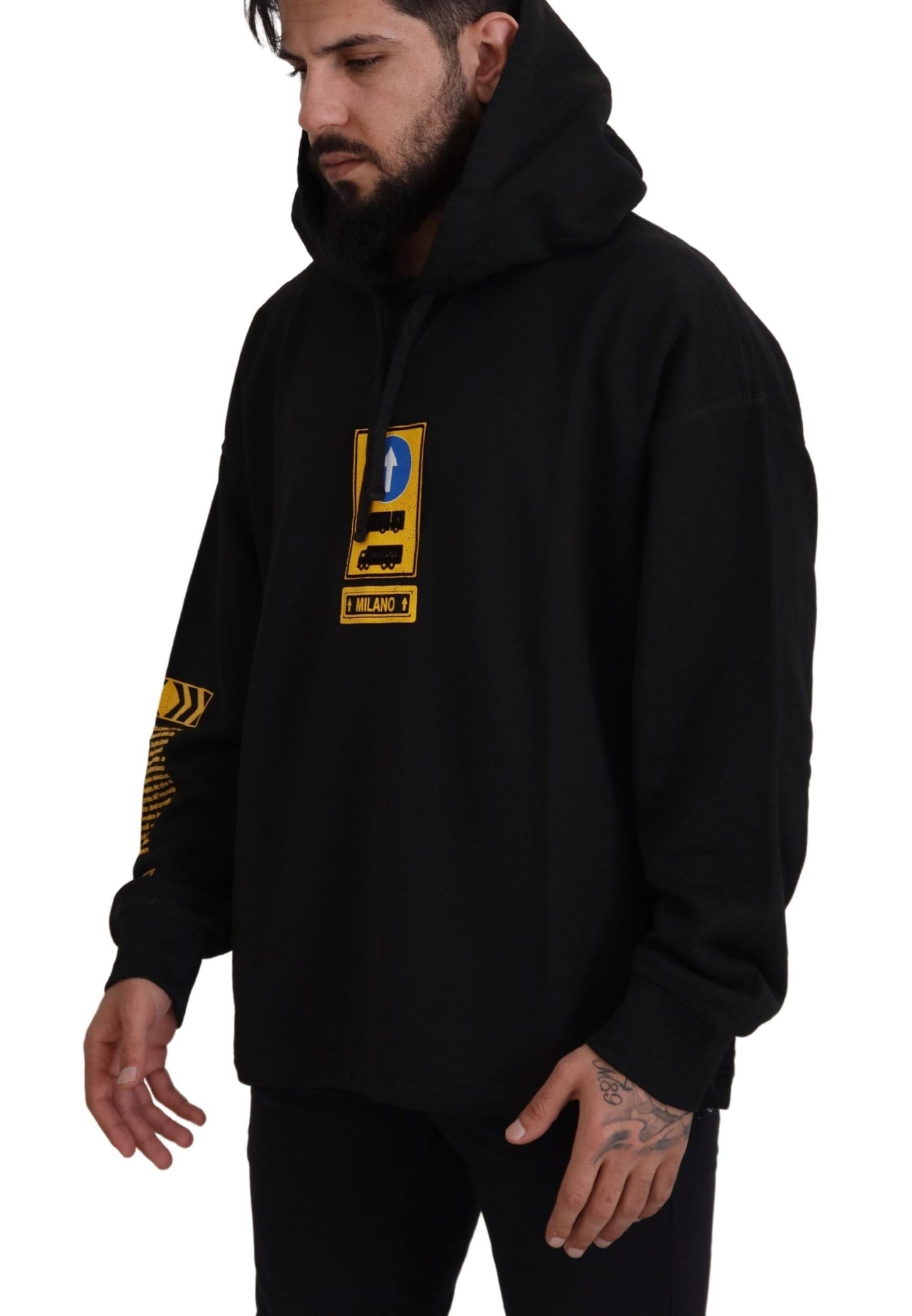 Dolce & Gabbana – Schwarzer DG Shield-Pullover mit Kapuze aus Baumwolle
