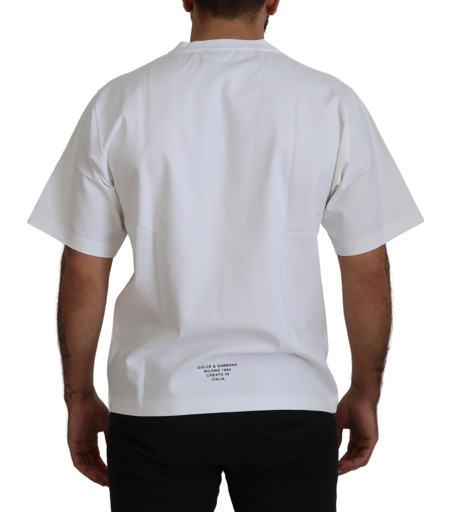 Dolce & Gabbana – Weißes Baumwoll-T-Shirt mit Rundhalsausschnitt und Logo-Print