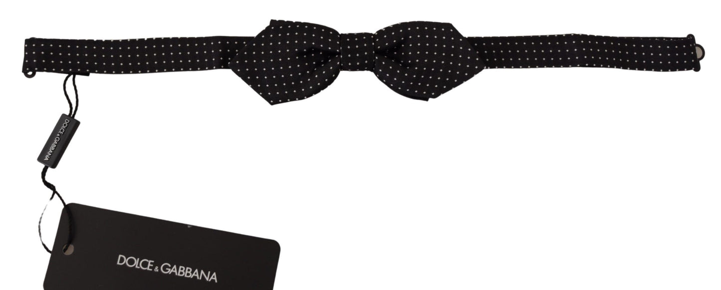 Dolce & Gabbana – Schwarz-weiß gepunktete Papillon-Fliege mit verstellbarem Halsausschnitt