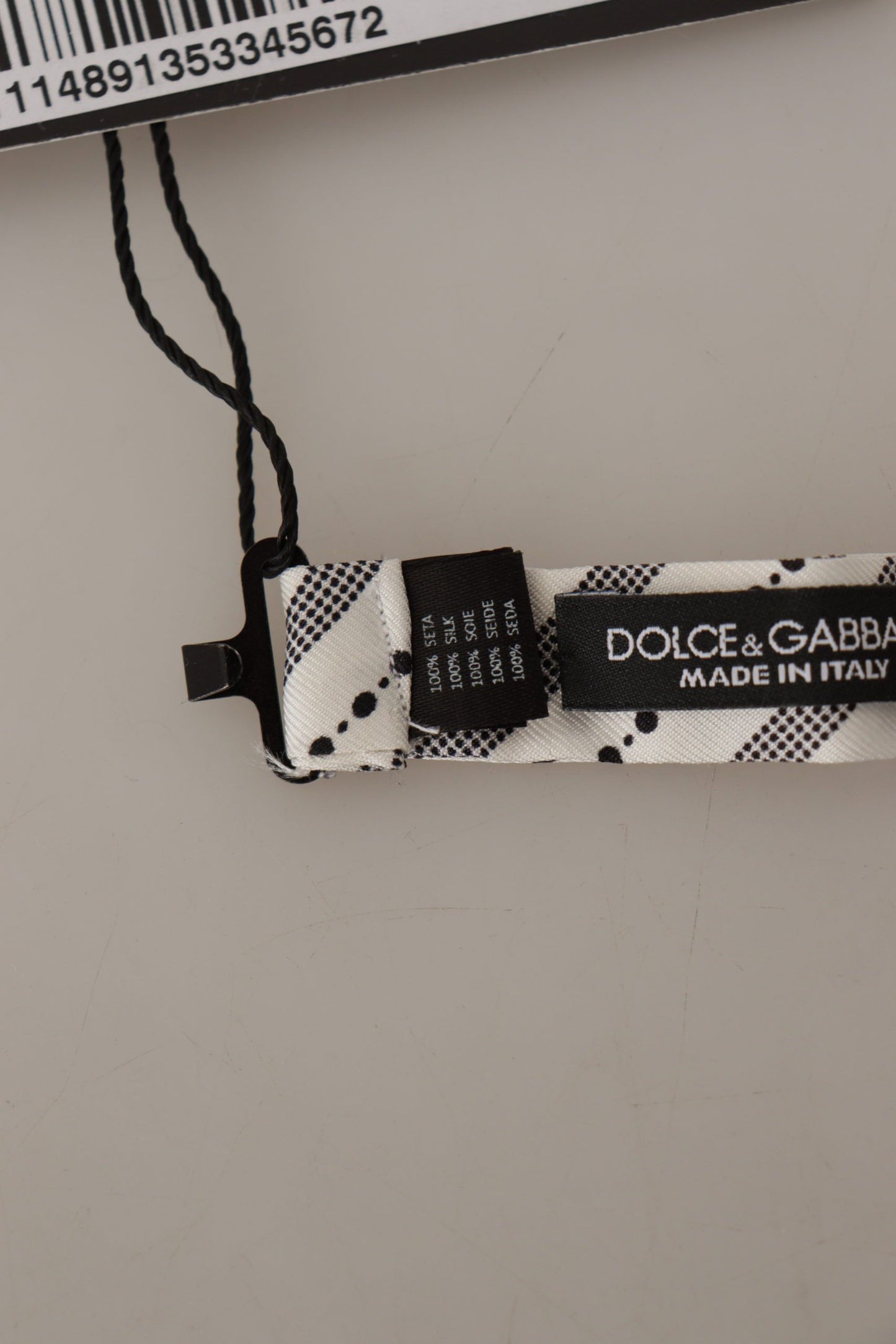 Dolce & Gabbana – Papillon-Fliege aus 100 % Seide mit weißen und schwarzen Punkten