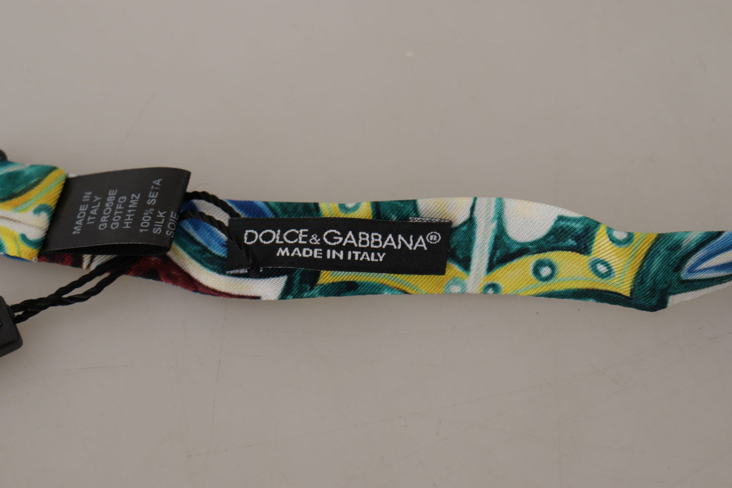 Dolce & Gabbana – Verstellbare Papillon-Fliege mit mehrfarbigem Majolika-Print