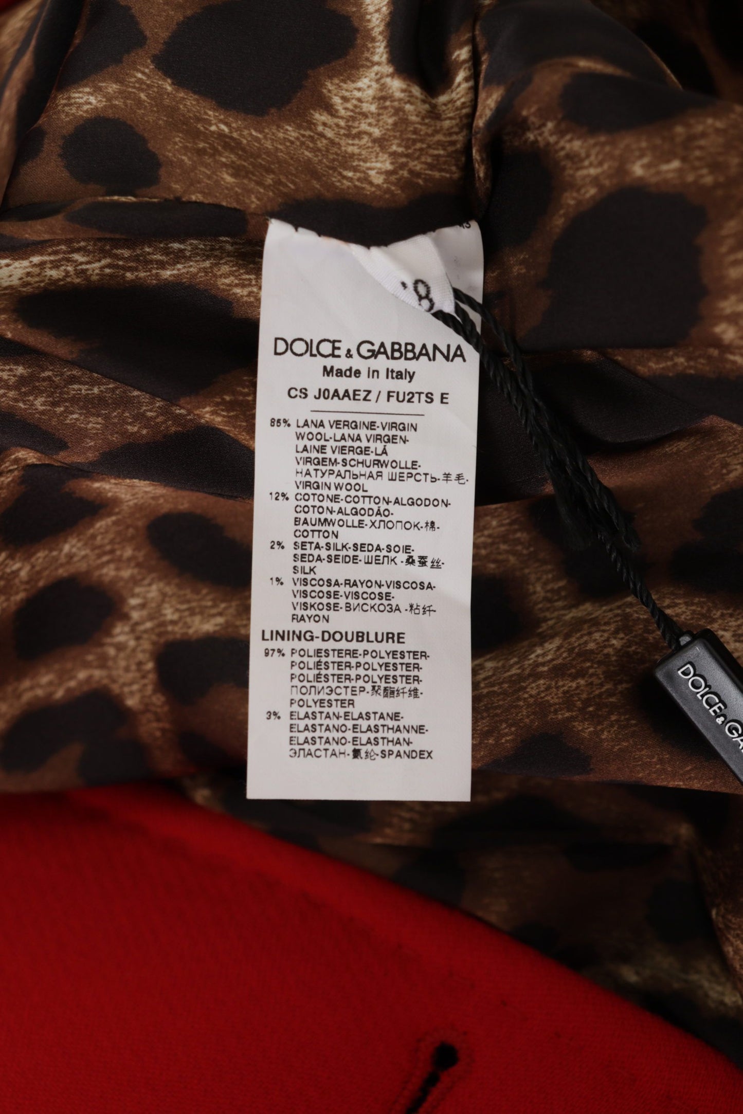 Dolce & Gabbana – Trenchcoat-Jacke aus roter Wolle mit Leopardenmuster