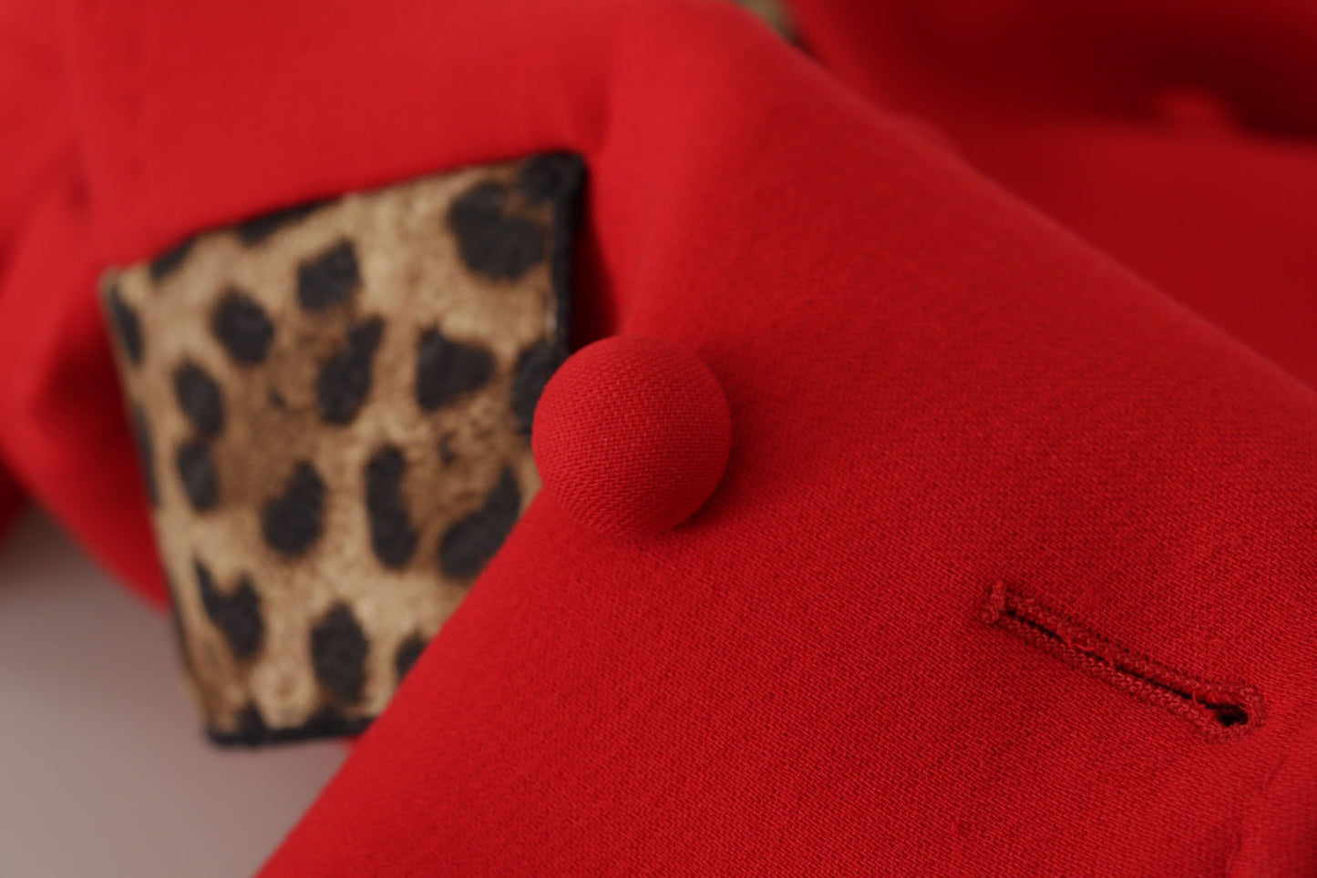 Dolce & Gabbana – Trenchcoat-Jacke aus roter Wolle mit Leopardenmuster