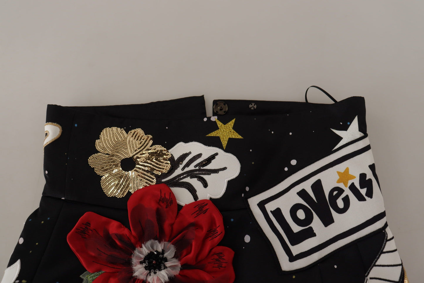 Dolce & Gabbana Schwarzer Pianorock mit Pailletten „Love Clock“