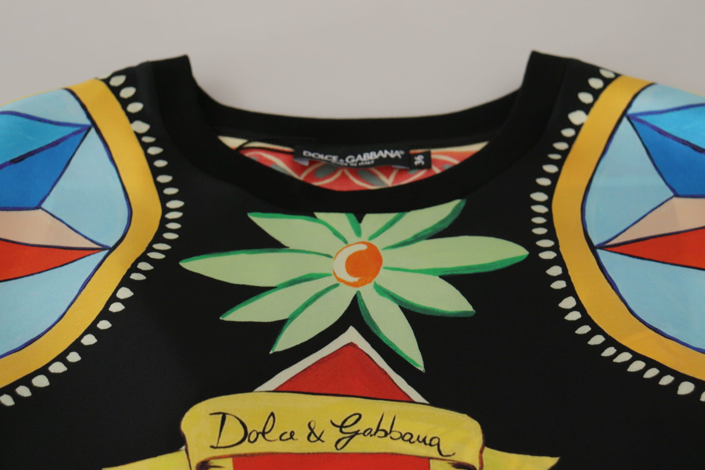 Dolce & Gabbana Mehrfarbiges Soldier Carretto Seidentop-T-Shirt