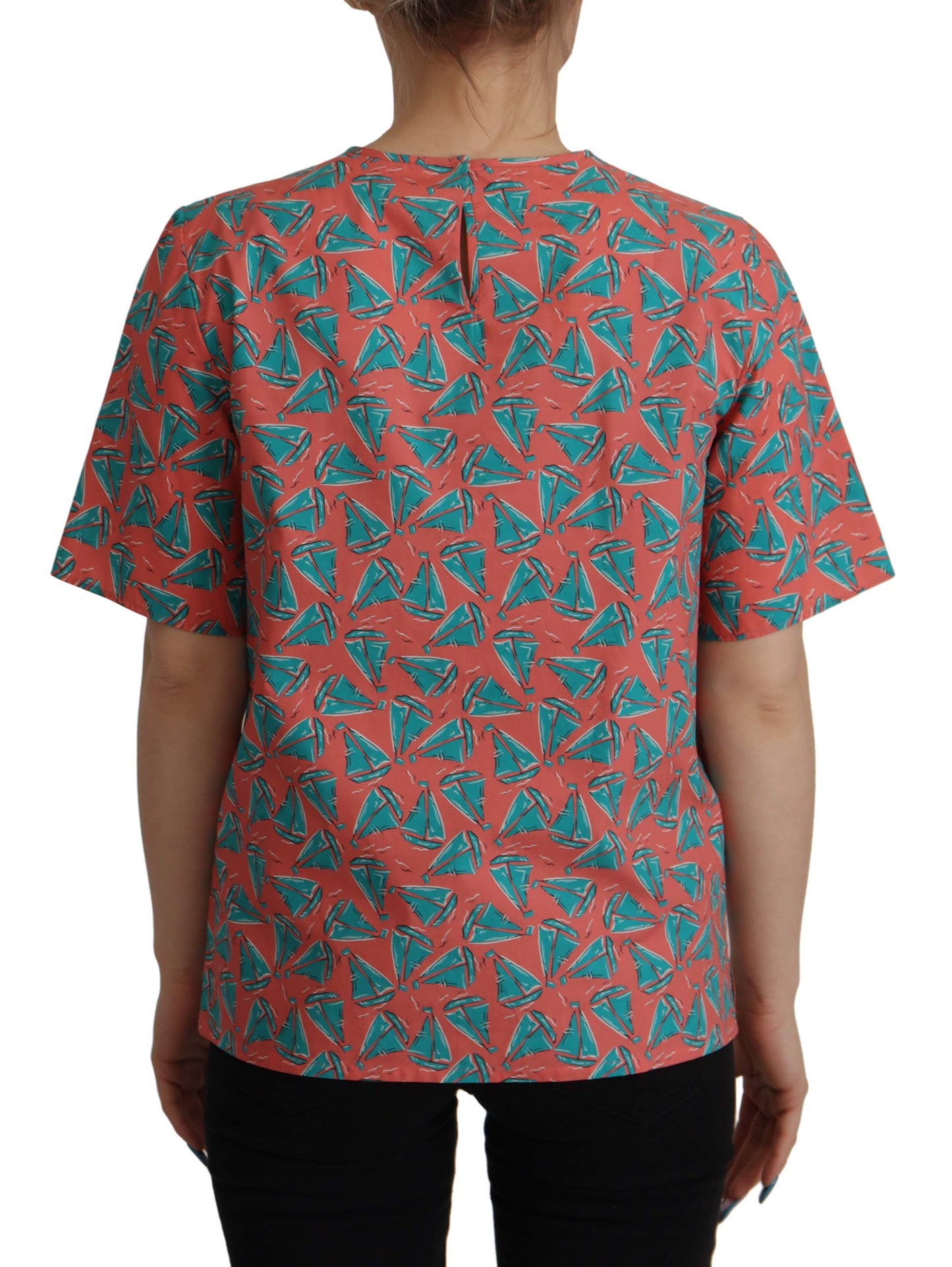 Dolce & Gabbana – Rosa Baumwoll-T-Shirt mit Segelboot-Print