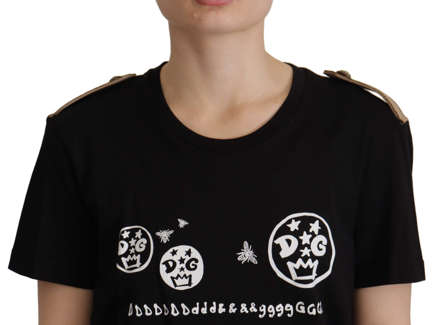 Dolce & Gabbana Schwarzes Baumwoll-T-Shirt mit Rundhalsausschnitt und Logo-Motiv
