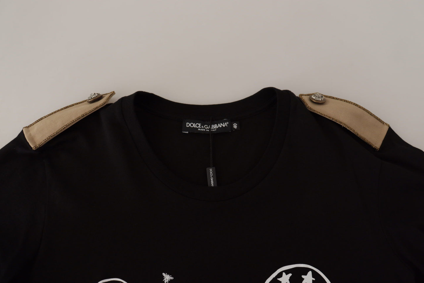 Dolce & Gabbana Schwarzes Baumwoll-T-Shirt mit Rundhalsausschnitt und Logo-Motiv