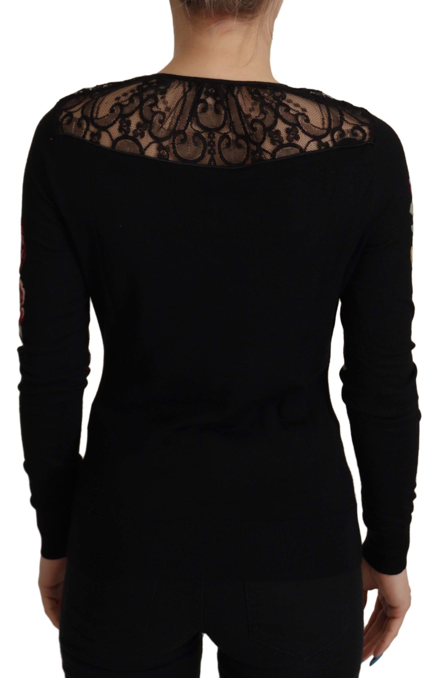 Dolce & Gabbana – Schwarzer Cardigan mit Engelsrosen-Spitze