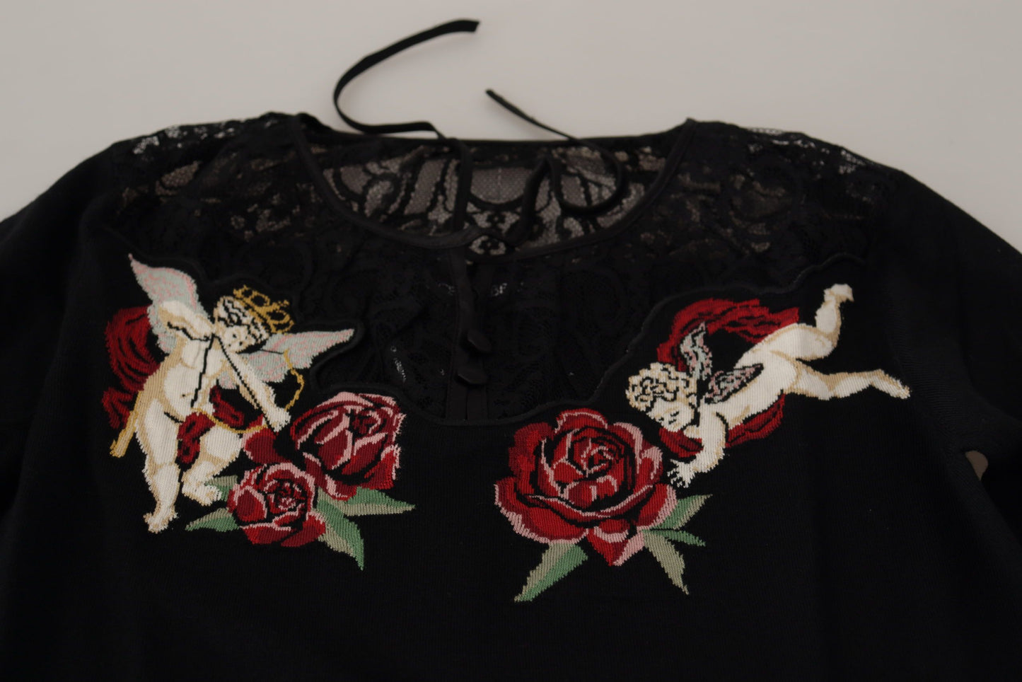 Dolce & Gabbana – Schwarzer Cardigan mit Engelsrosen-Spitze
