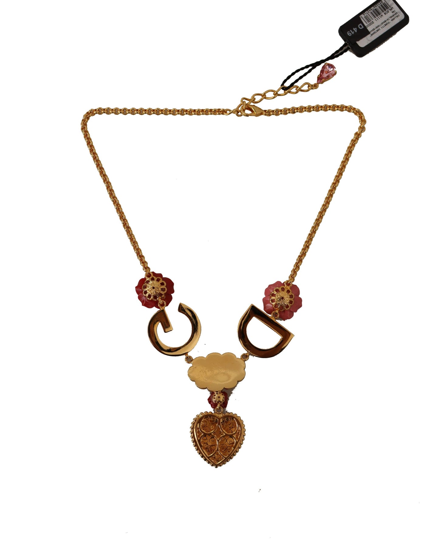 Dolce & Gabbana Gold Rose Love Kristall Charm Kette Halskette