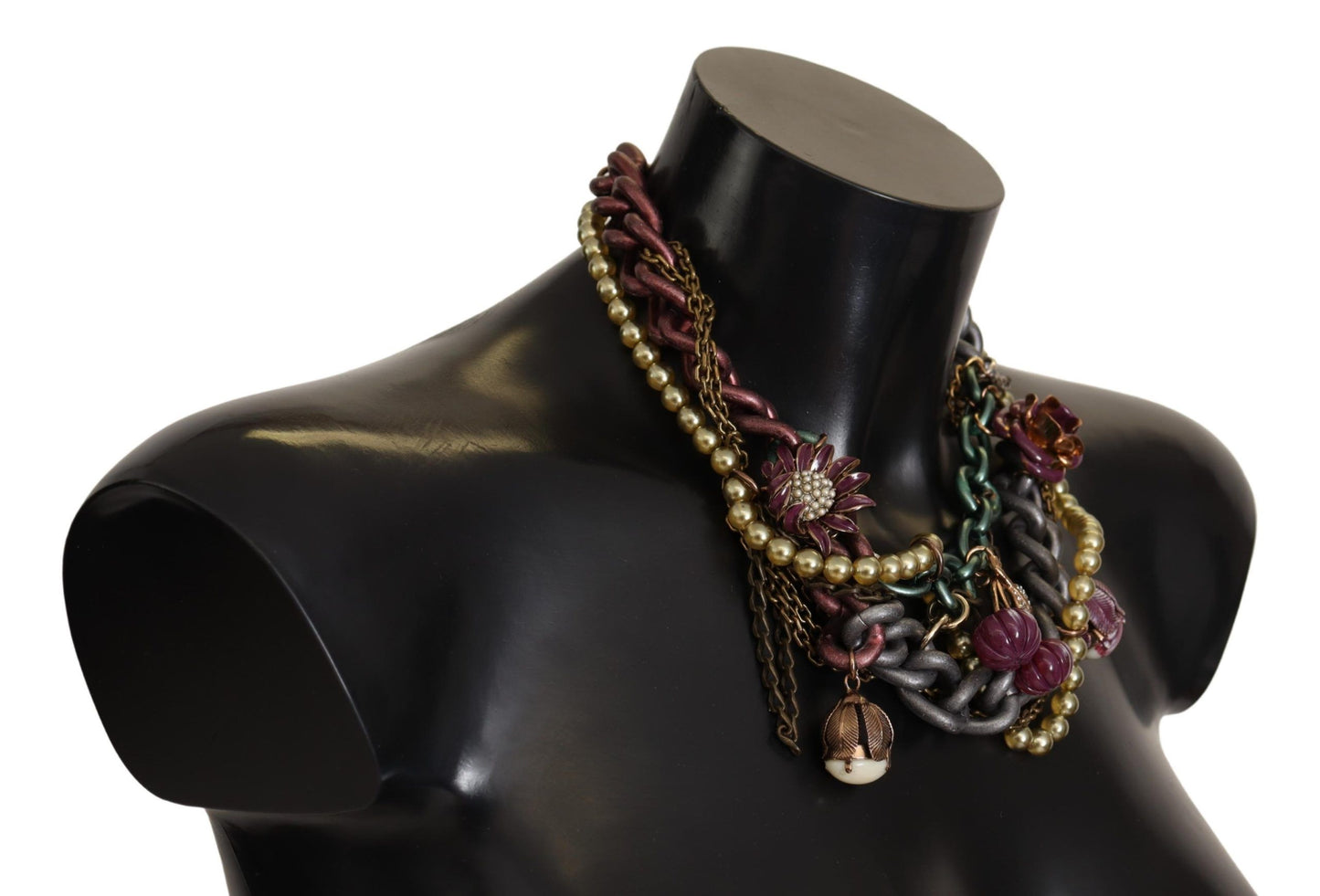 Dolce & Gabbana – Statement-Halskette „Sicily“ aus goldenem Messing mit Blumen- und Kristallverzierung
