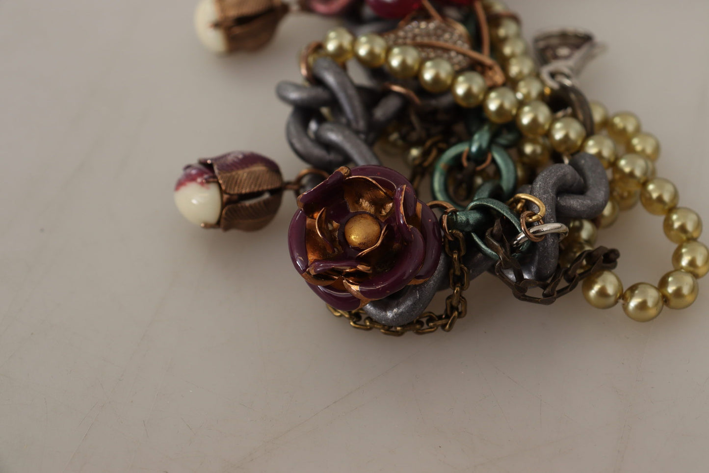 Dolce & Gabbana – Statement-Halskette „Sicily“ aus goldenem Messing mit Blumen- und Kristallverzierung