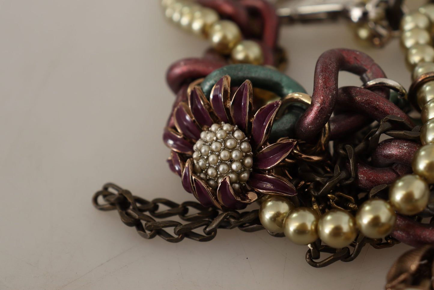 Dolce & Gabbana – Statement-Halskette „Sicily“ aus goldenem Messing mit Blumen- und Kristallverzierung