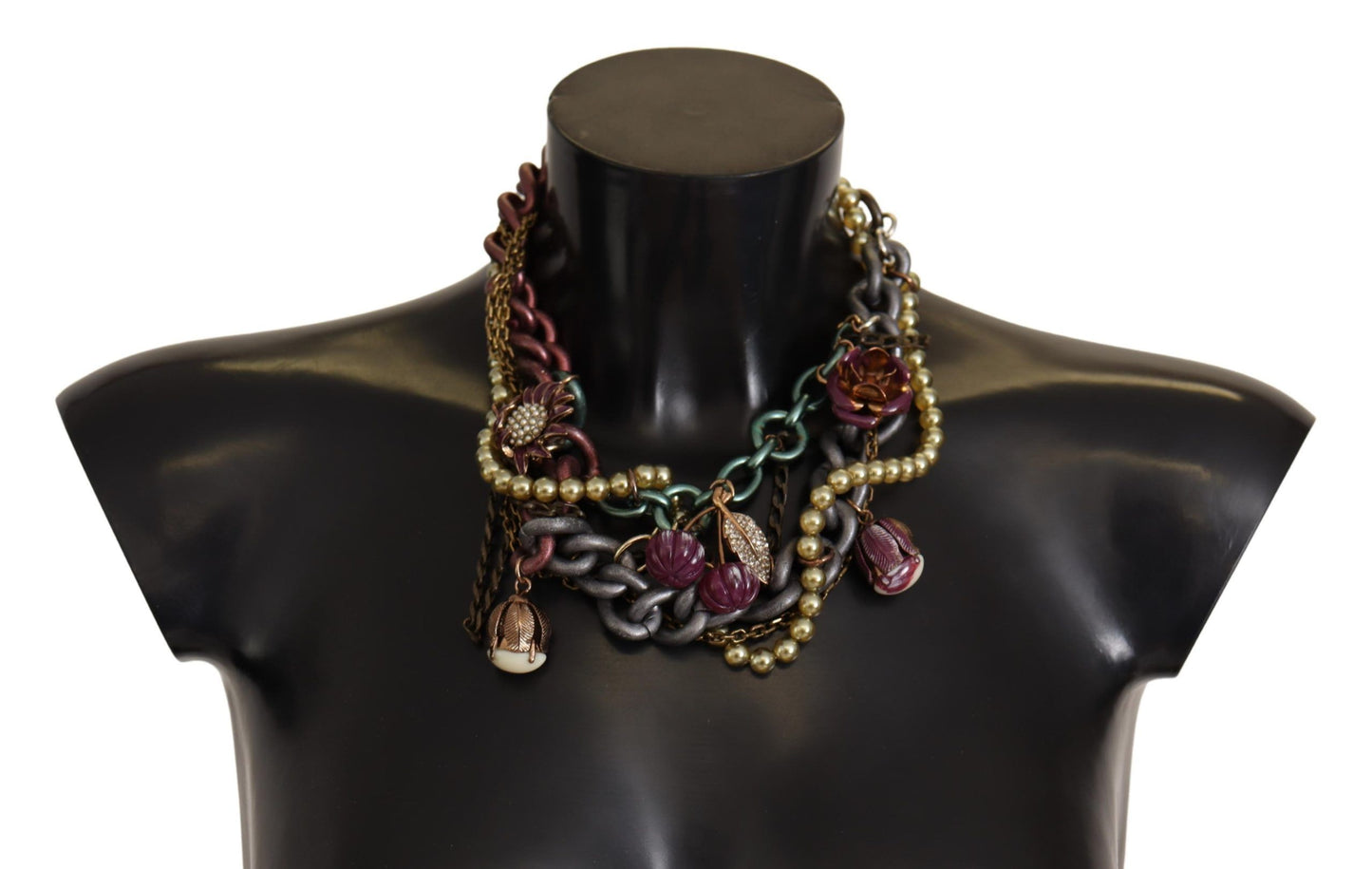 Dolce & Gabbana – Statement-Halskette „Sicily“ aus goldenem Messing mit Blumen- und Kristallverzierung
