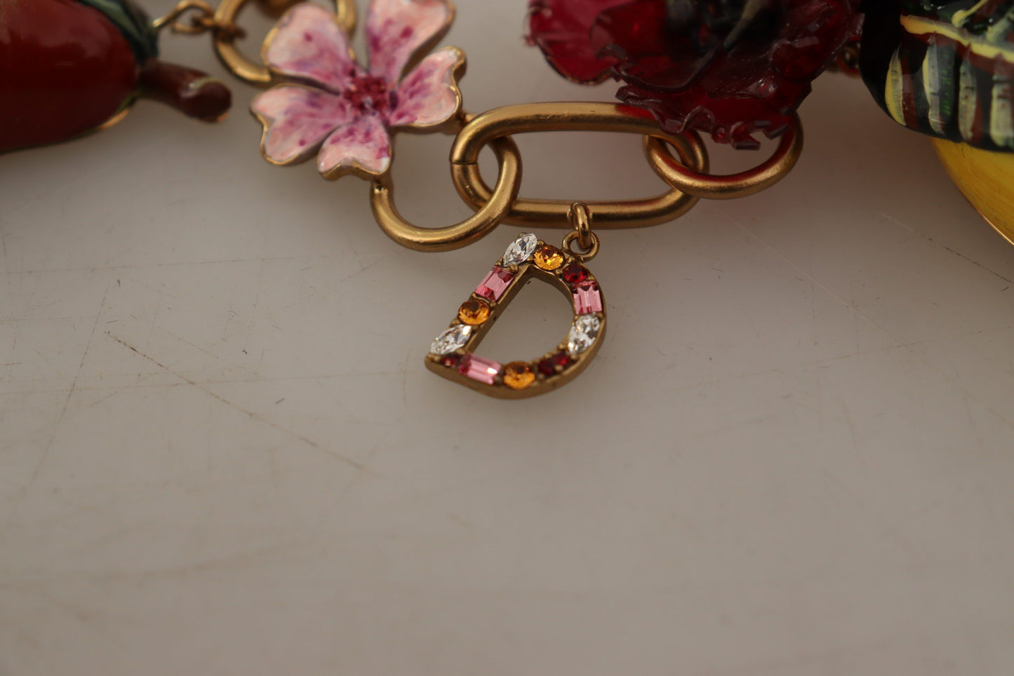 Dolce & Gabbana Statement-Halskette „Sicily Fruits Roses“ aus goldenem Messing