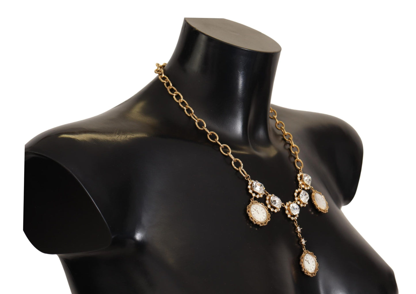 Dolce & Gabbana – Statement-Halskette mit goldener Uhr und Kristallen