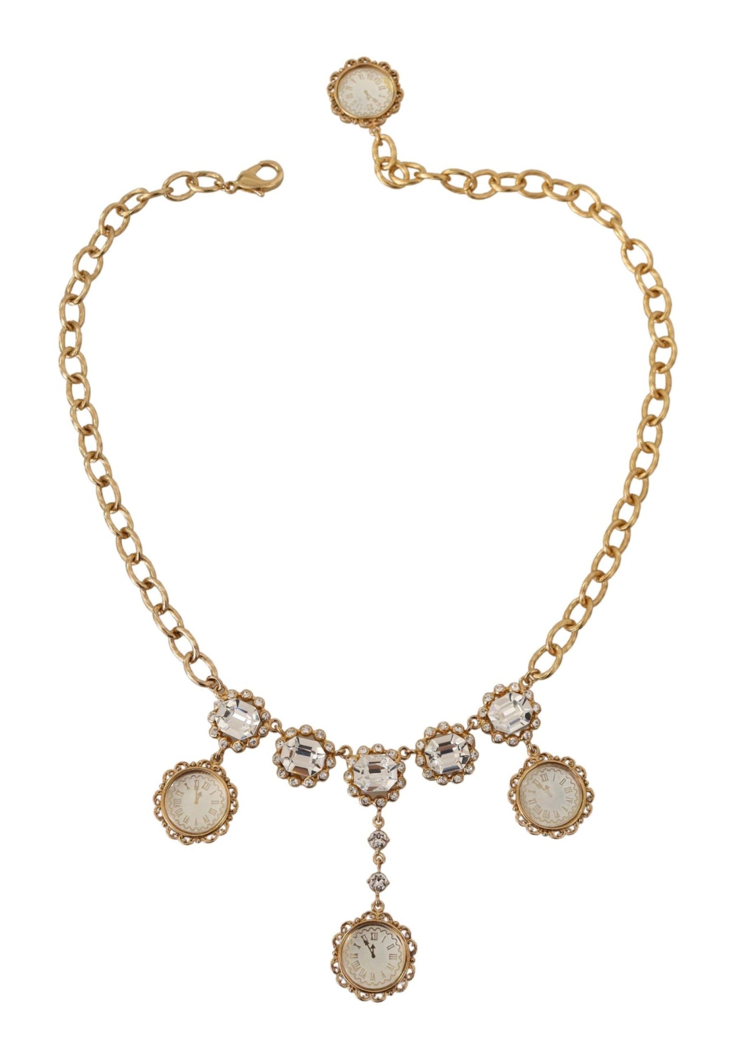Dolce & Gabbana – Statement-Halskette mit goldener Uhr und Kristallen