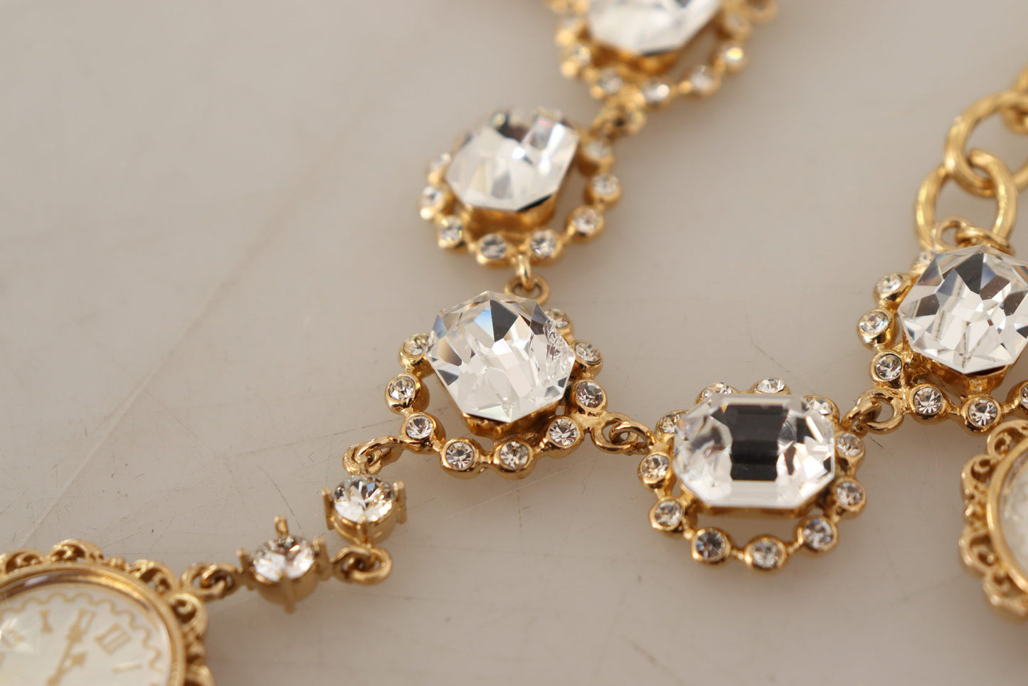 Dolce & Gabbana – Statement-Halskette mit goldener Uhr und Kristallen