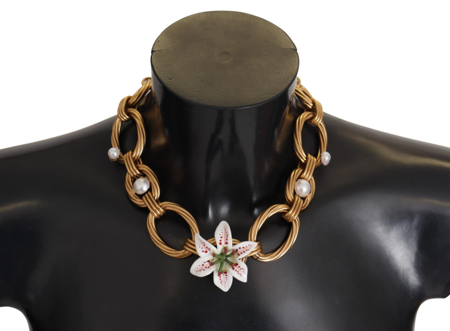 Dolce & Gabbana – Statement-Halskette mit Blumenmuster und goldener weißer Lilie