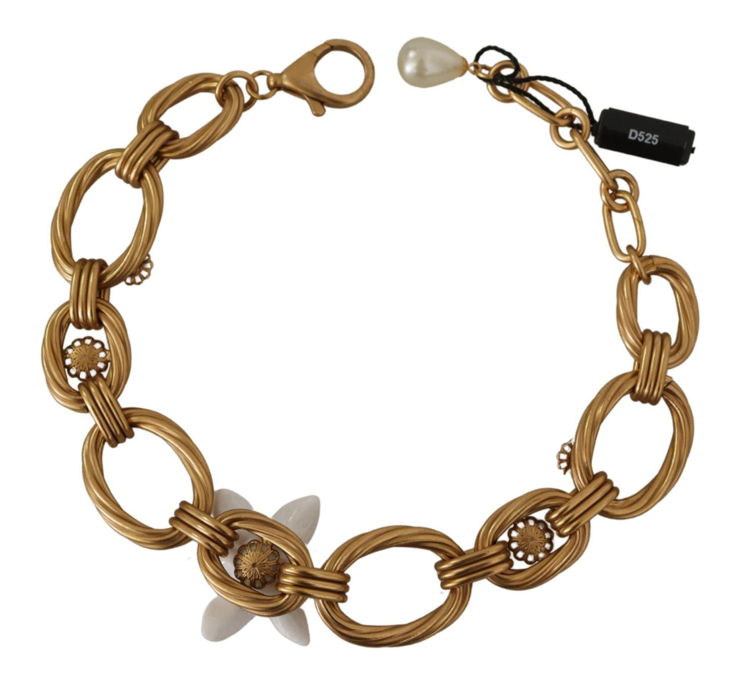 Dolce & Gabbana – Statement-Halskette mit Blumenmuster und goldener weißer Lilie