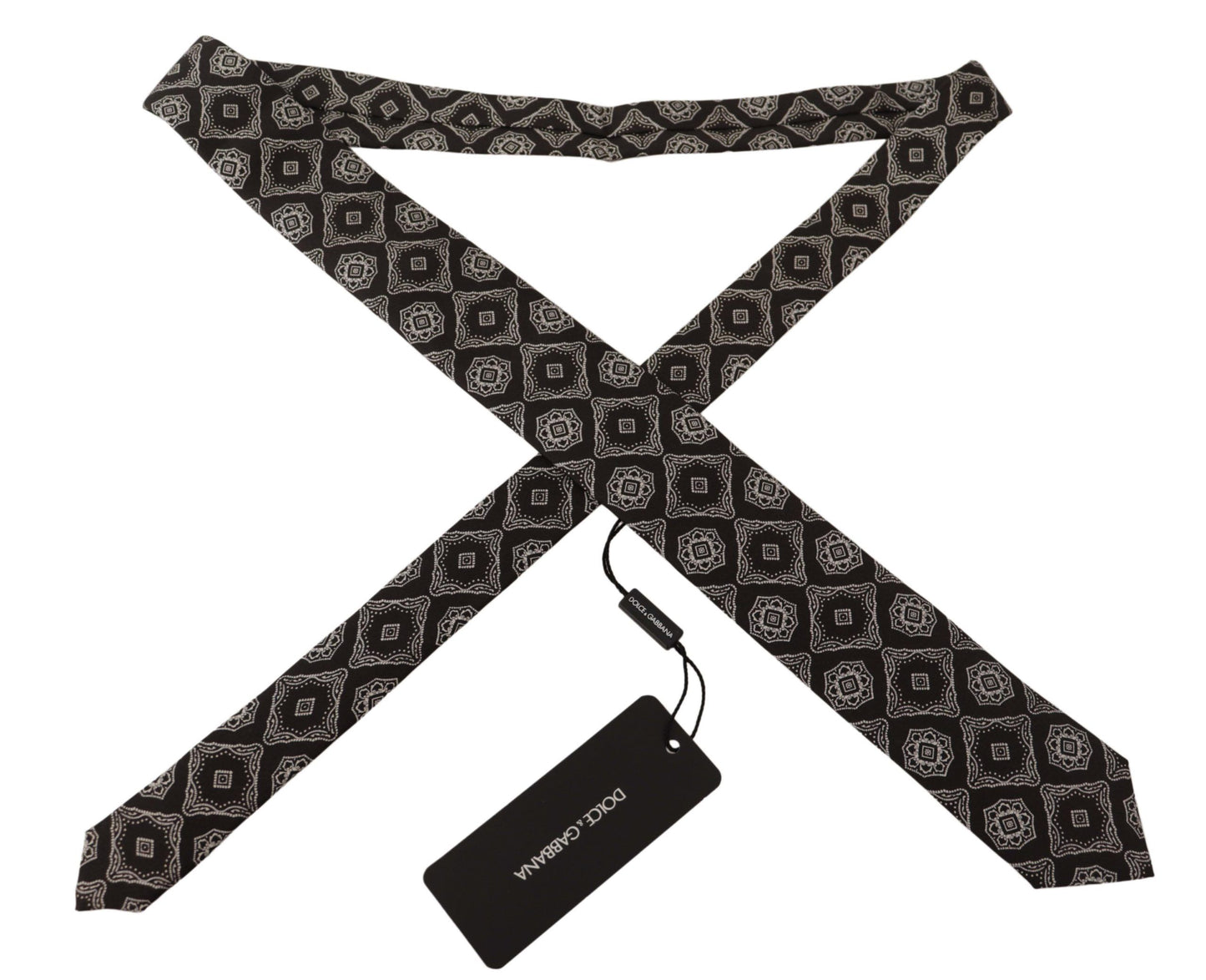 Dolce & Gabbana – Verstellbare Krawatte mit geometrischem Muster in Schwarz und Weiß
