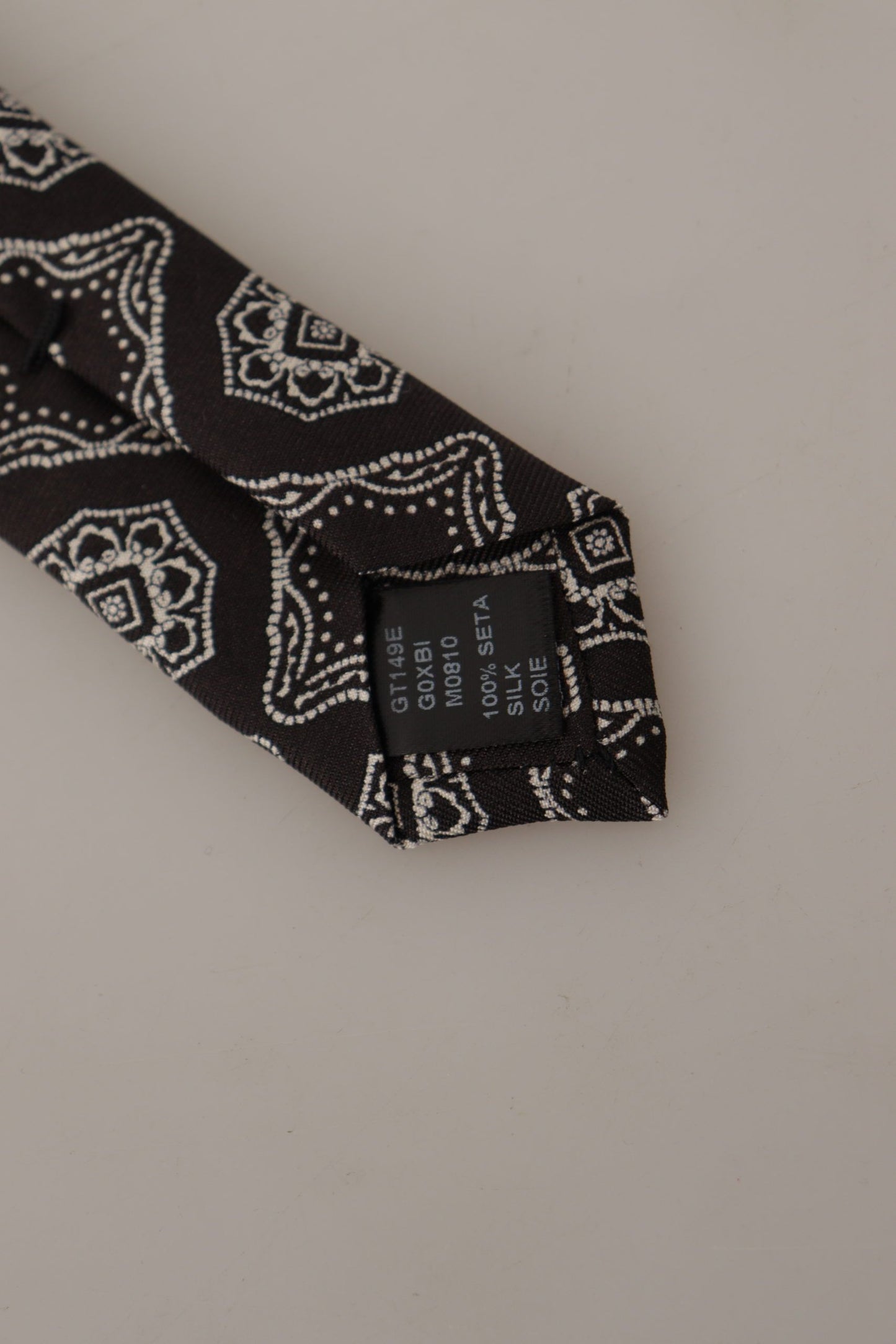 Dolce & Gabbana – Verstellbare Krawatte mit geometrischem Muster in Schwarz und Weiß