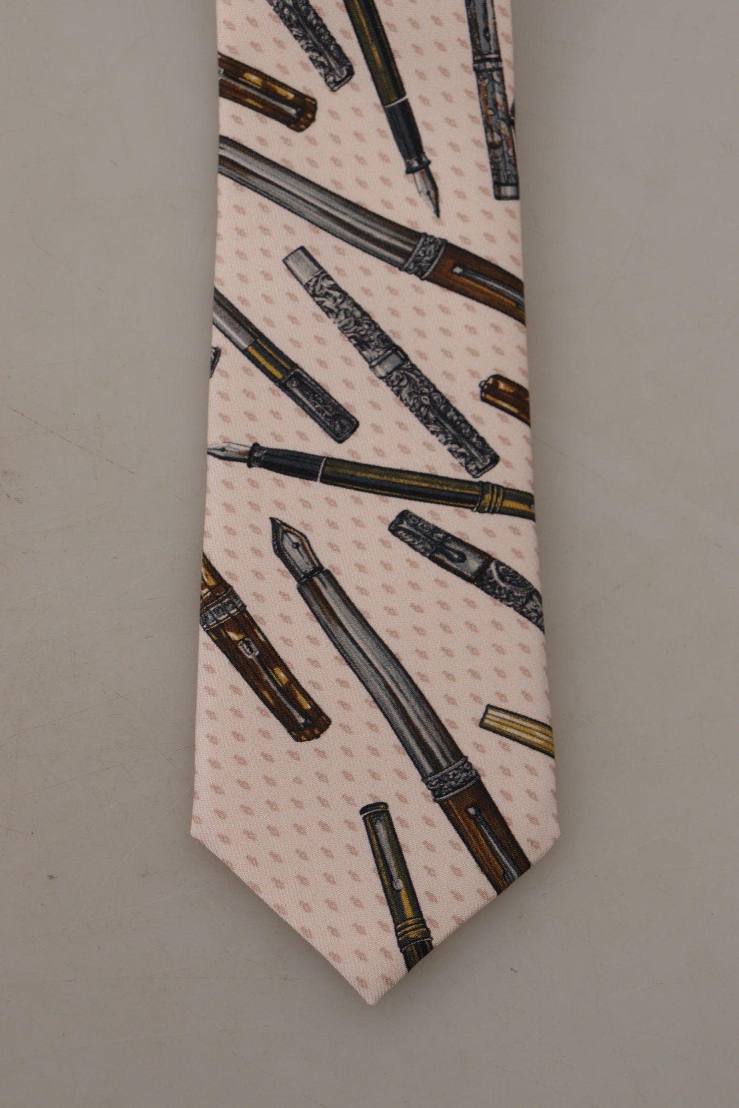 Dolce & Gabbana – Verstellbare Krawatte aus 100 % Seide mit rosa Stift- und Punktmuster
