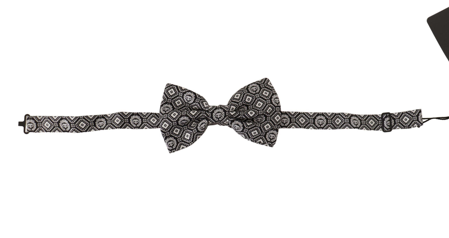 Dolce & Gabbana – Schwarz-weiße Papillon-Krawatte aus 100 % Seide mit verstellbarem Hals