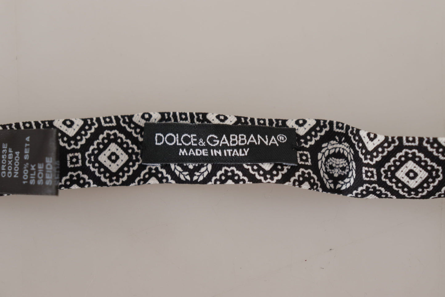 Dolce & Gabbana – Schwarz-weiße Papillon-Krawatte aus 100 % Seide mit verstellbarem Hals