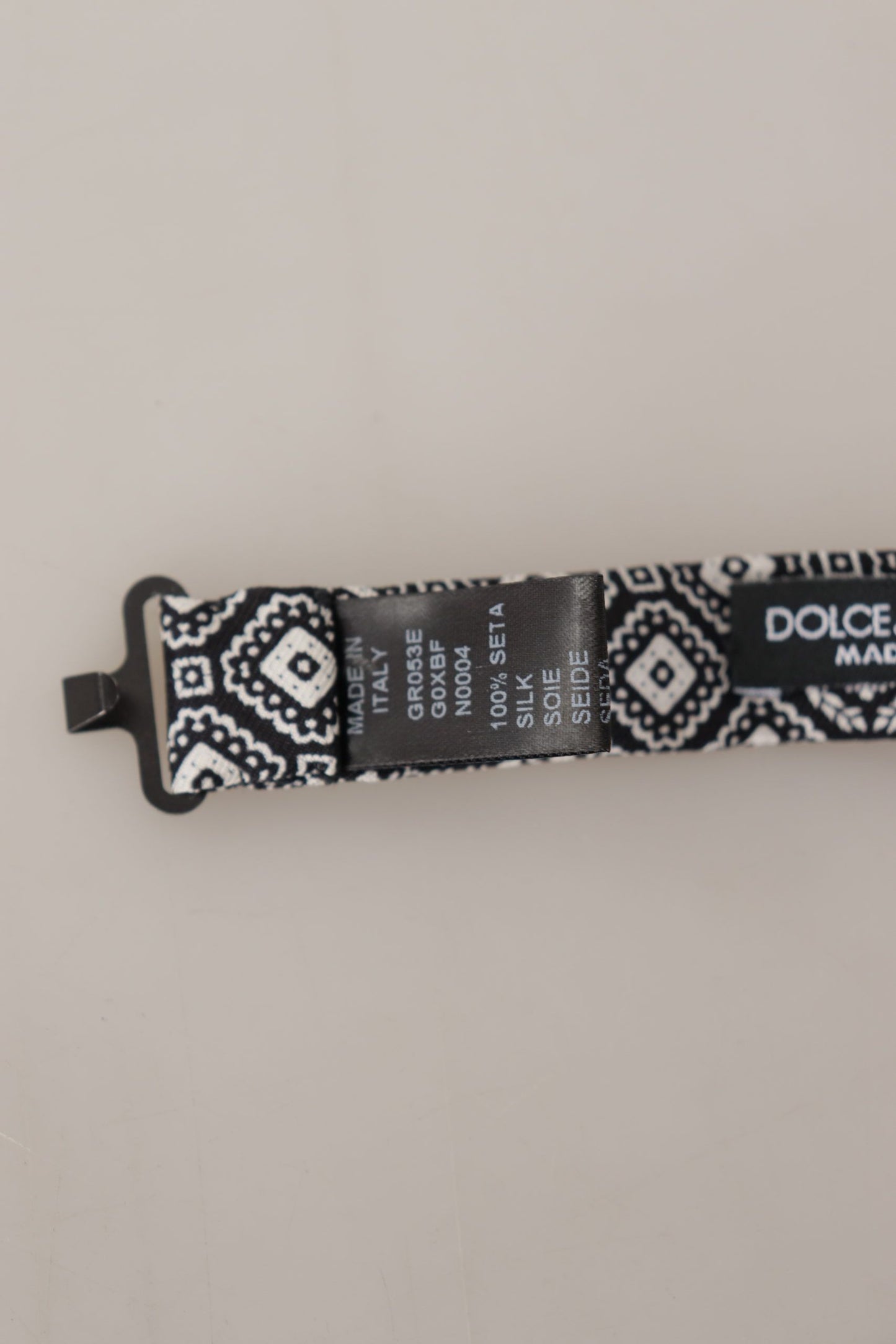 Dolce & Gabbana – Schwarz-weiße Papillon-Krawatte aus 100 % Seide mit verstellbarem Hals