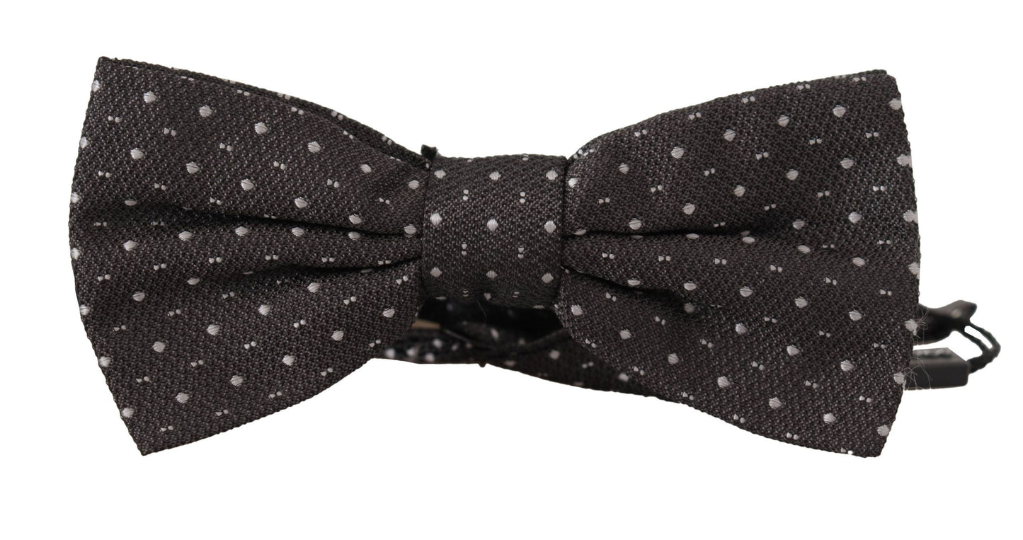 Dolce & Gabbana – Grau gepunktete Papillon-Krawatte aus 100 % Seide