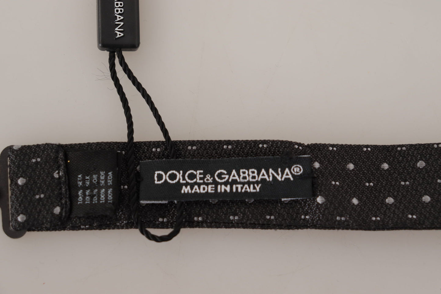 Dolce & Gabbana – Grau gepunktete Papillon-Krawatte aus 100 % Seide