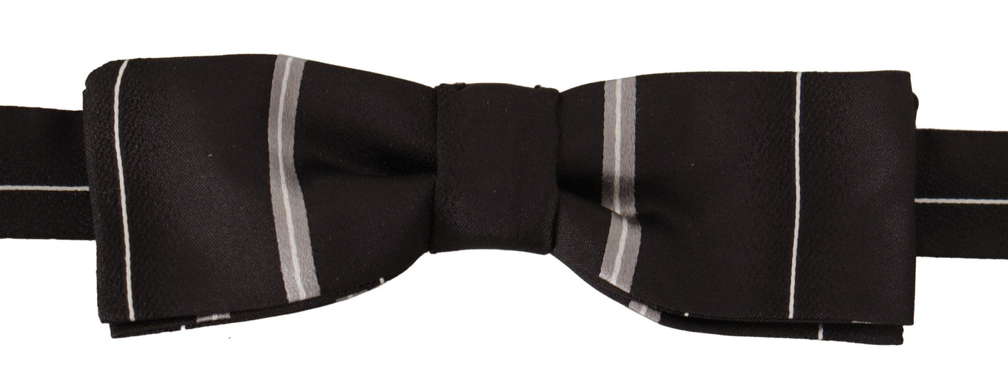 Dolce & Gabbana – Papillon-Krawatte aus 100 % Seide mit schwarzem und grauem Futter