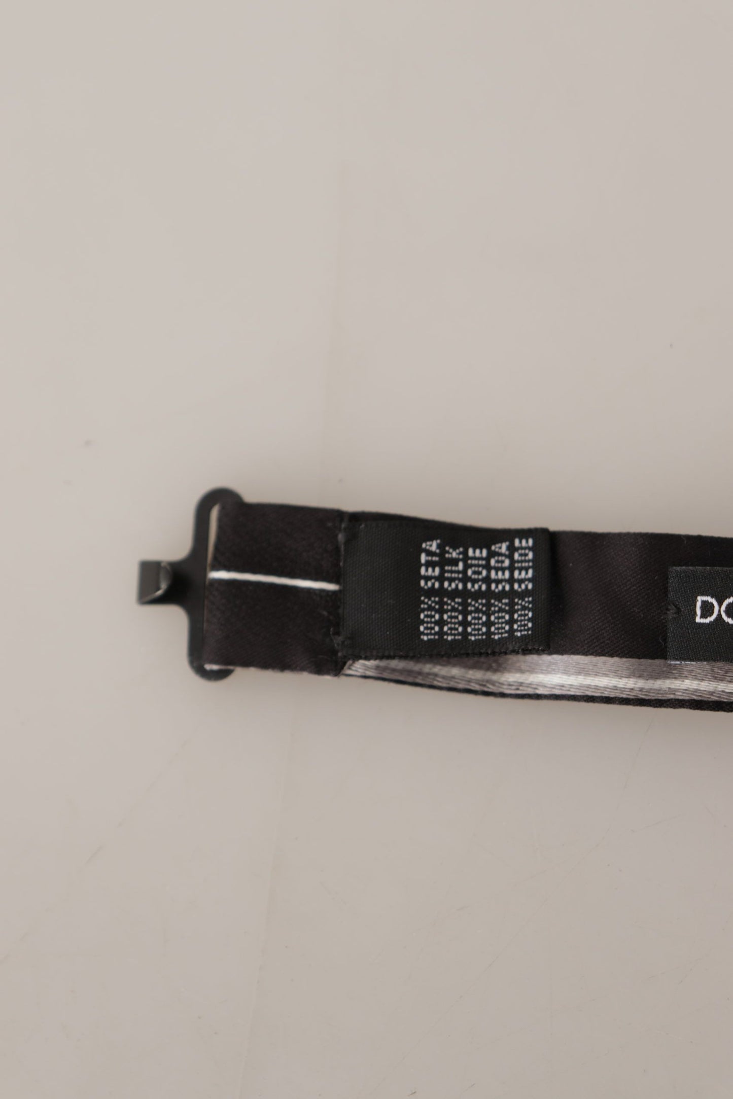 Dolce & Gabbana – Papillon-Krawatte aus 100 % Seide mit schwarzem und grauem Futter