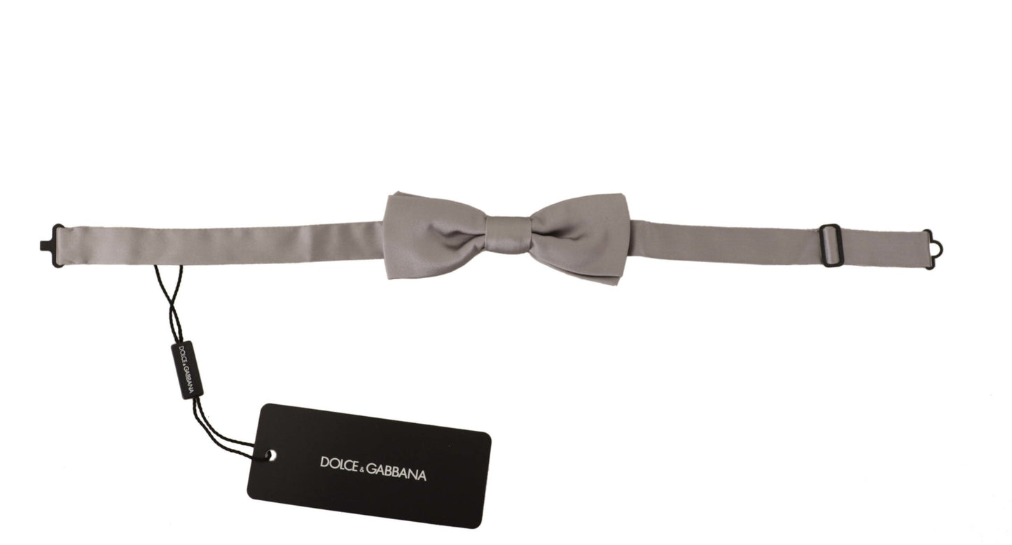 Dolce & Gabbana – Schmale, verstellbare Papillon-Krawatte aus 100 % Seide in Silber