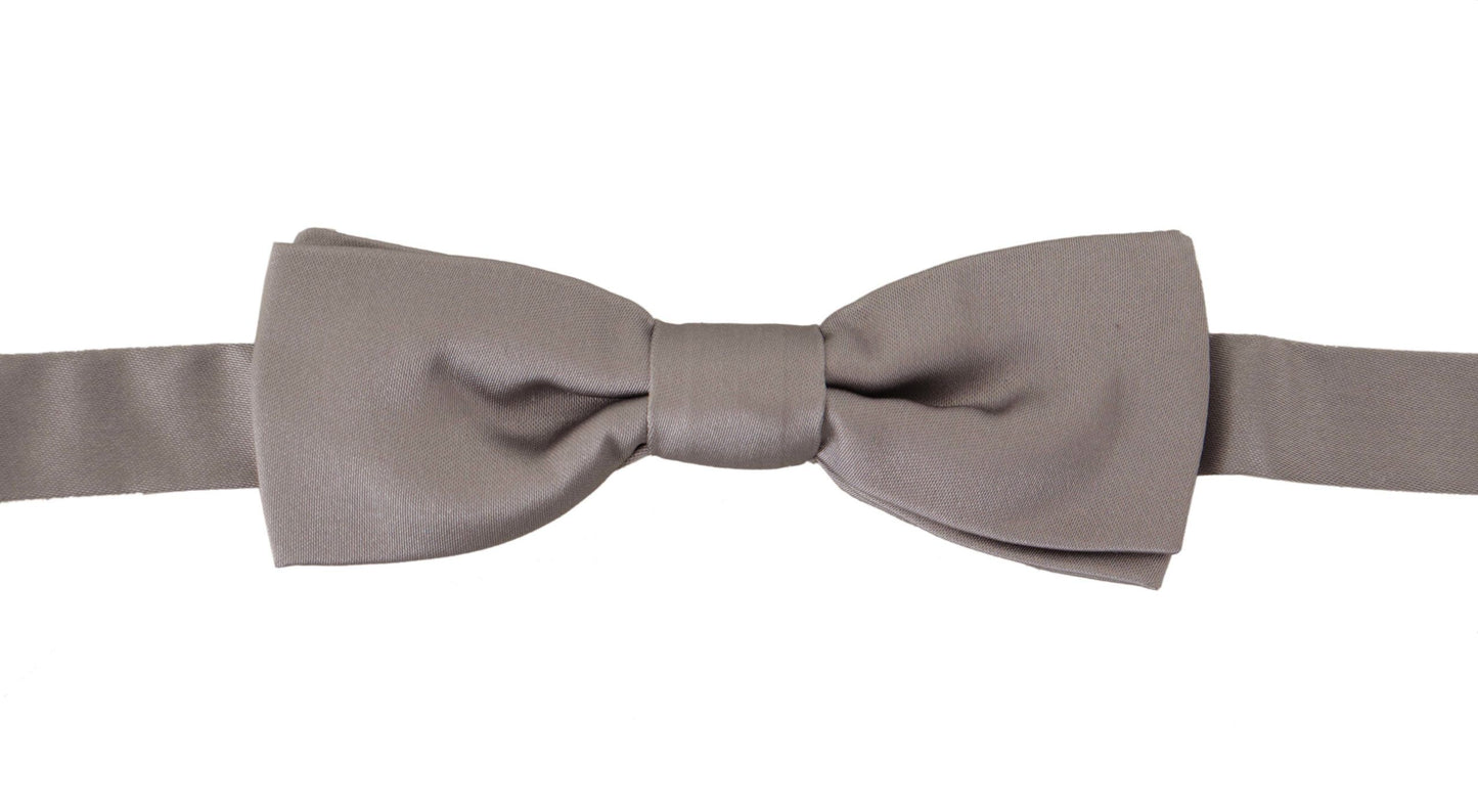 Dolce & Gabbana – Schmale, verstellbare Papillon-Krawatte aus 100 % Seide in Silber