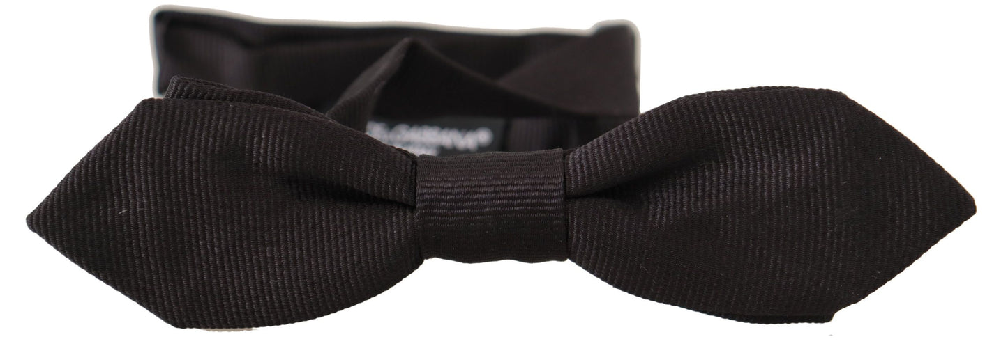 Dolce & Gabbana – Schwarze, einfarbige Papillon-Krawatte aus 100 % Seide mit verstellbarem Hals