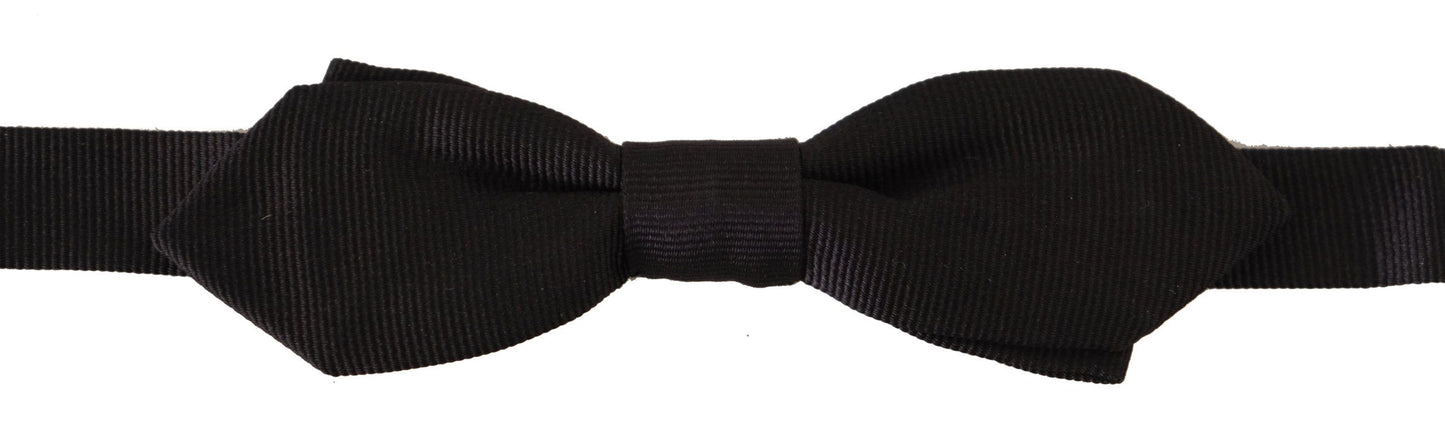 Dolce & Gabbana – Schwarze, einfarbige Papillon-Krawatte aus 100 % Seide mit verstellbarem Hals