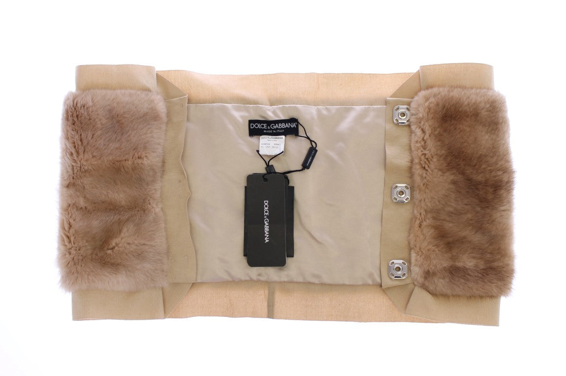 Dolce & Gabbana Beige NERZ-Pelzschal Foulard Halstuch