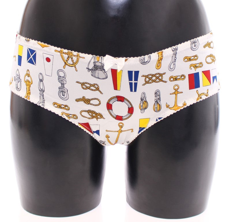 Dolce & Gabbana – Weiße Matrosen-BH-Höschen-Stretch-Unterwäsche