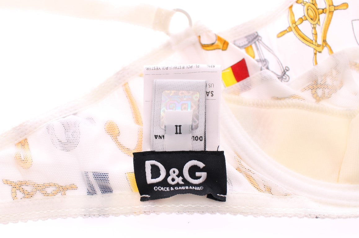 Dolce & Gabbana – Weiße Matrosen-BH-Höschen-Stretch-Unterwäsche