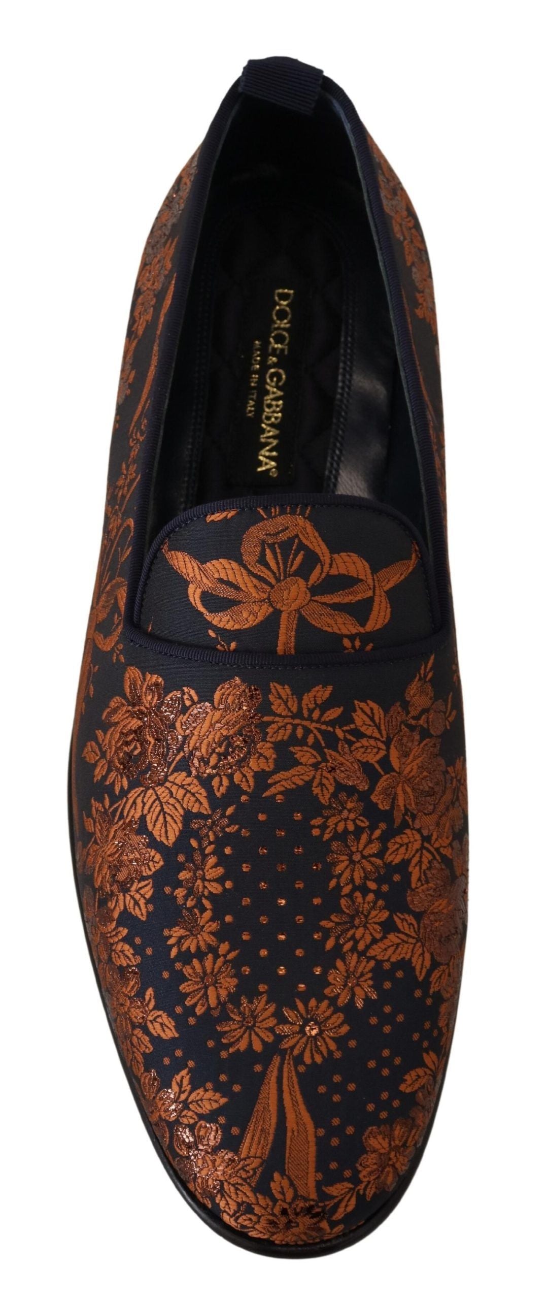 Dolce & Gabbana – Hausschuhe mit Blumenmuster in Blau und Rostrot