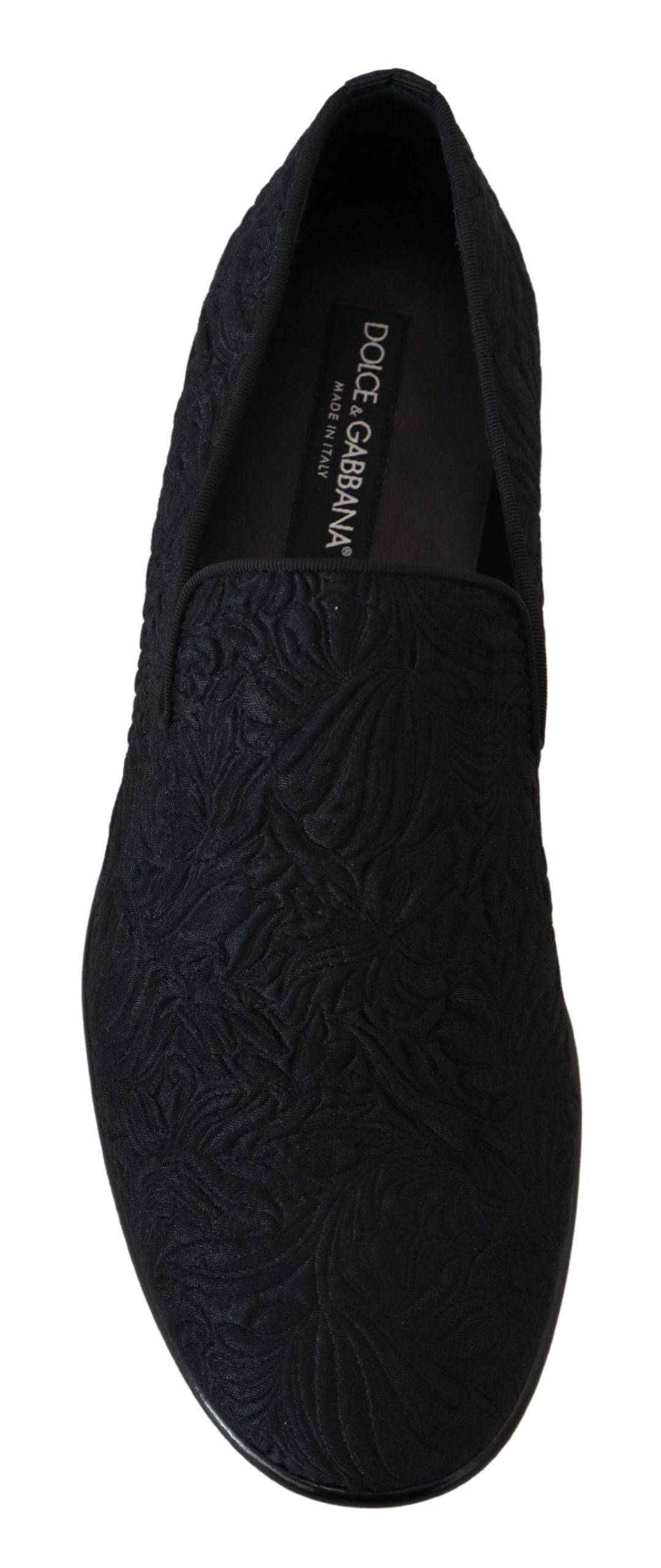 Dolce & Gabbana – Schwarze Jacquard-Hausschuhe mit Blumenmuster, Halbschuhe