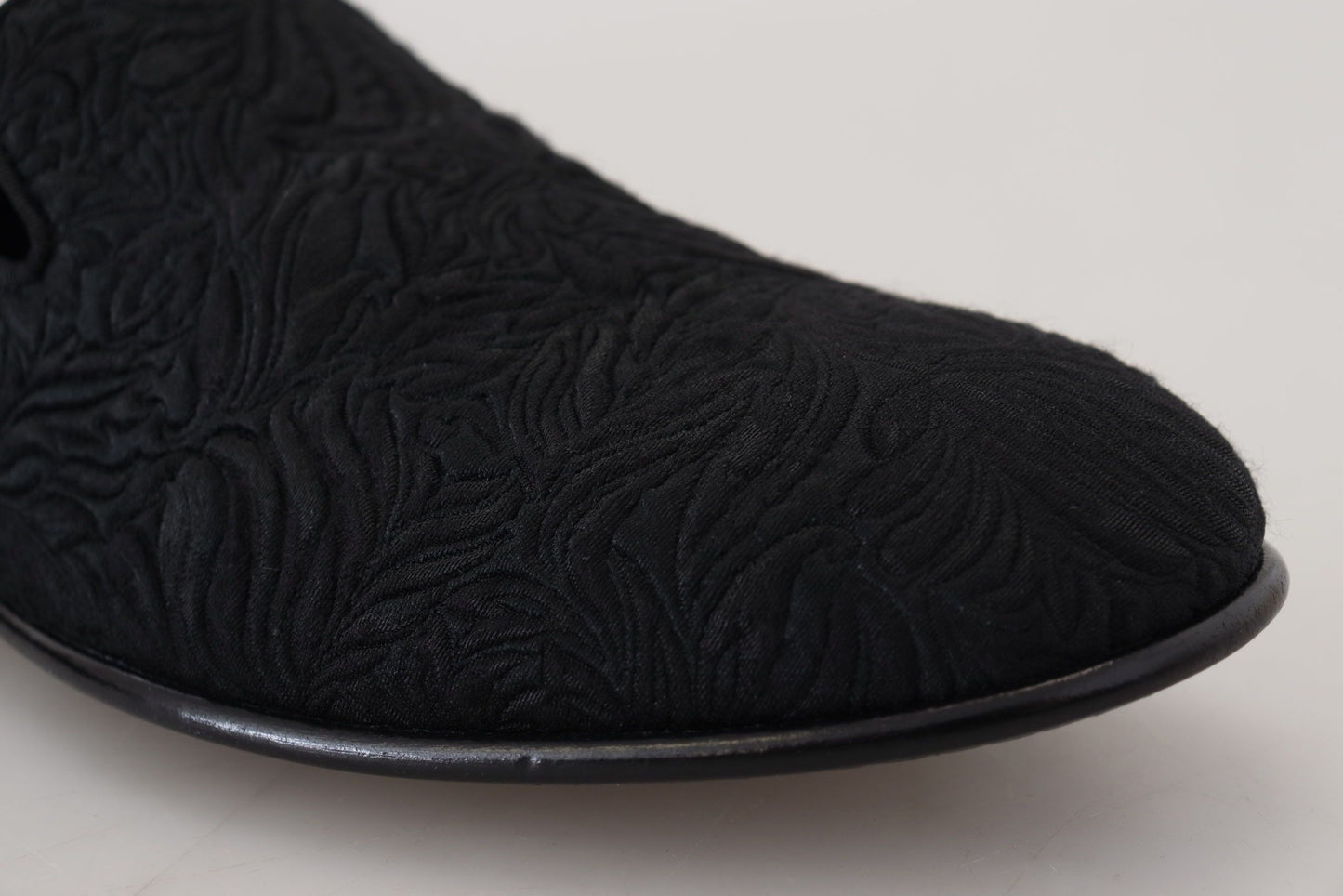 Dolce & Gabbana – Schwarze Jacquard-Hausschuhe mit Blumenmuster, Halbschuhe