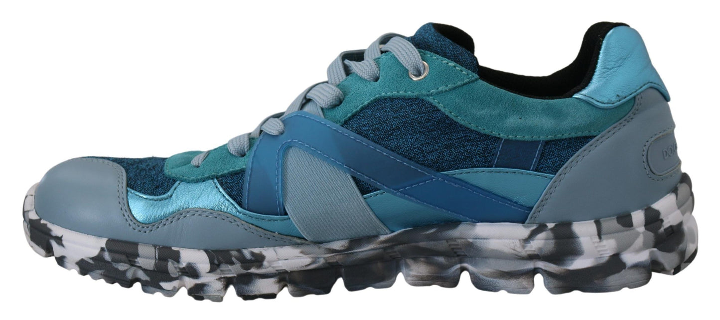 Dolce & Gabbana Blaugraue Sport-Sneaker aus Leder