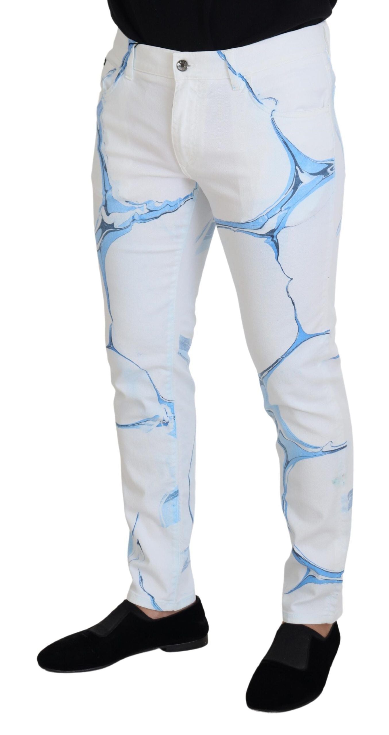 Dolce & Gabbana – Skinny-Fit-Jeans aus Baumwoll-Stretch in Weiß und Blau