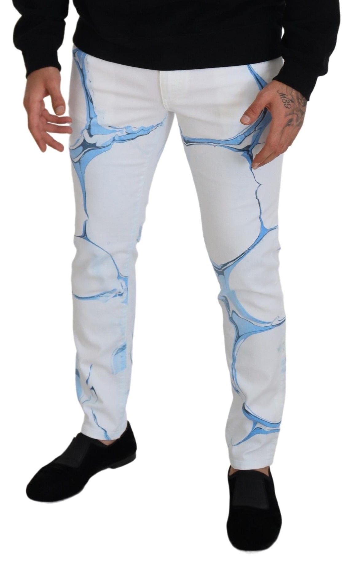 Dolce & Gabbana – Skinny-Fit-Jeans aus Baumwoll-Stretch in Weiß und Blau
